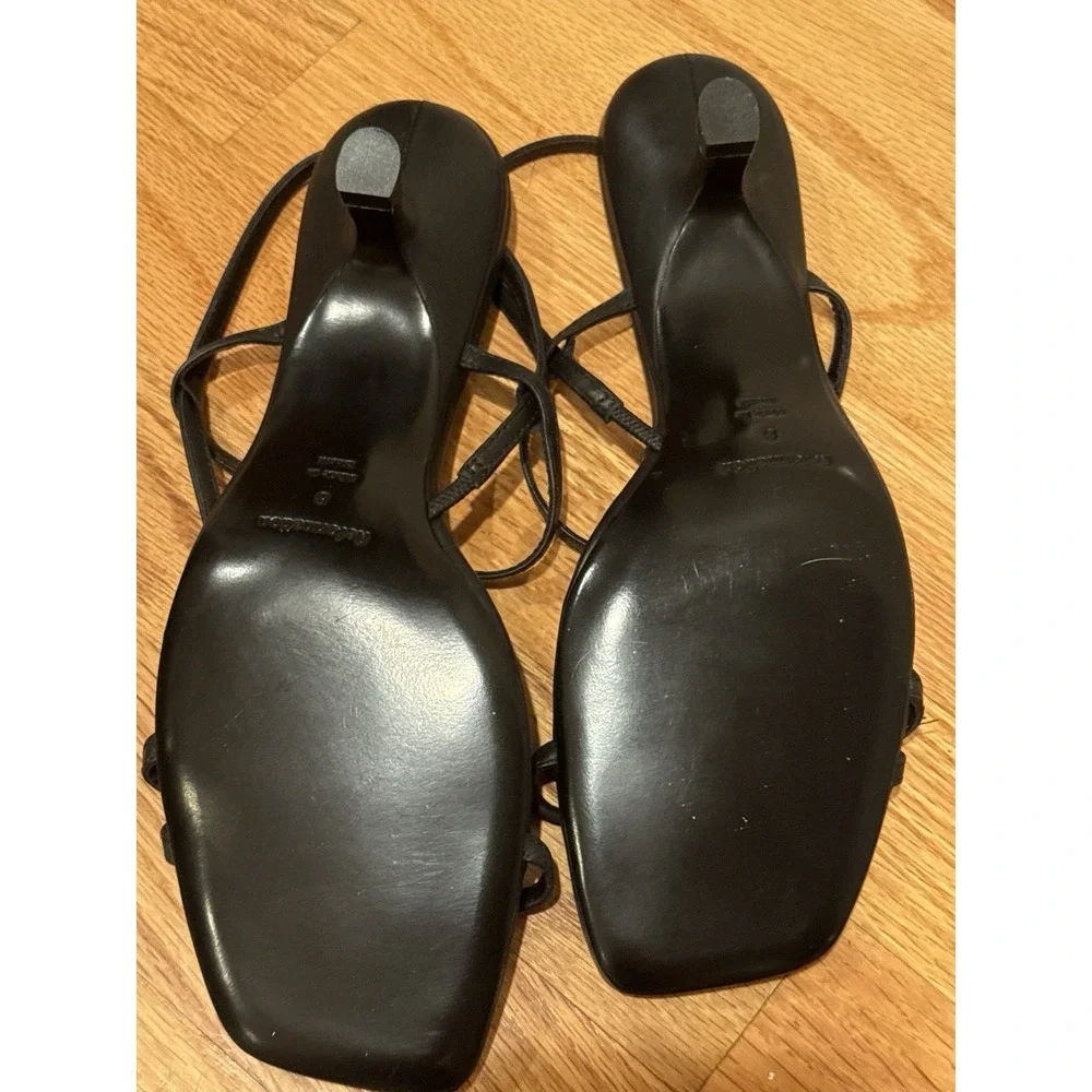 Reformation Serenity Bare Leather Slingback Sandals Black Leather Size 8